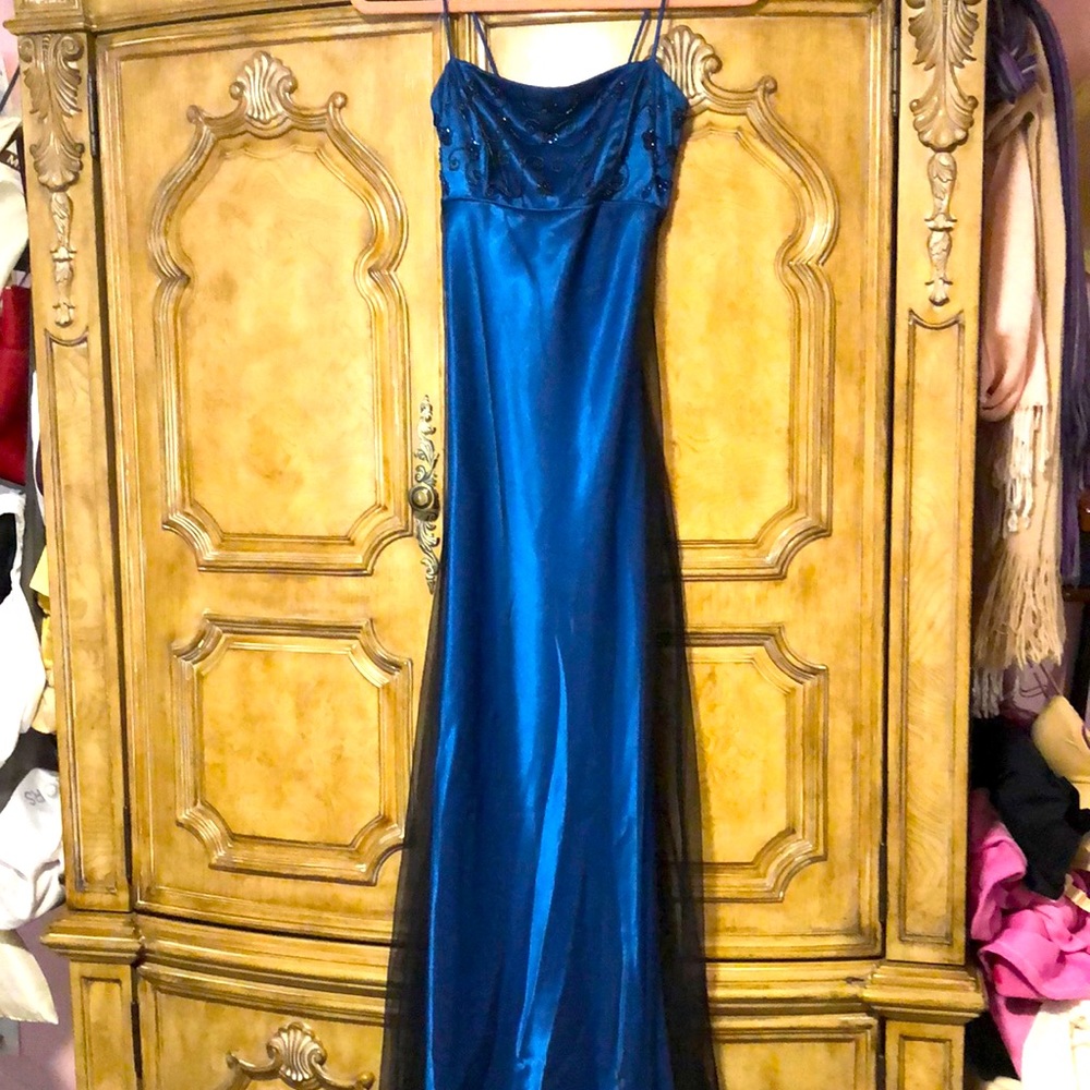 Blue & Black Spaghetti Strap Gown